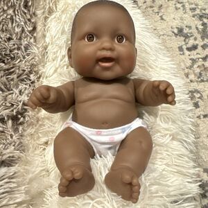 Berenguer Baby African American Doll Chubby Rolls Dimples Diaper 10 In Dollbaby